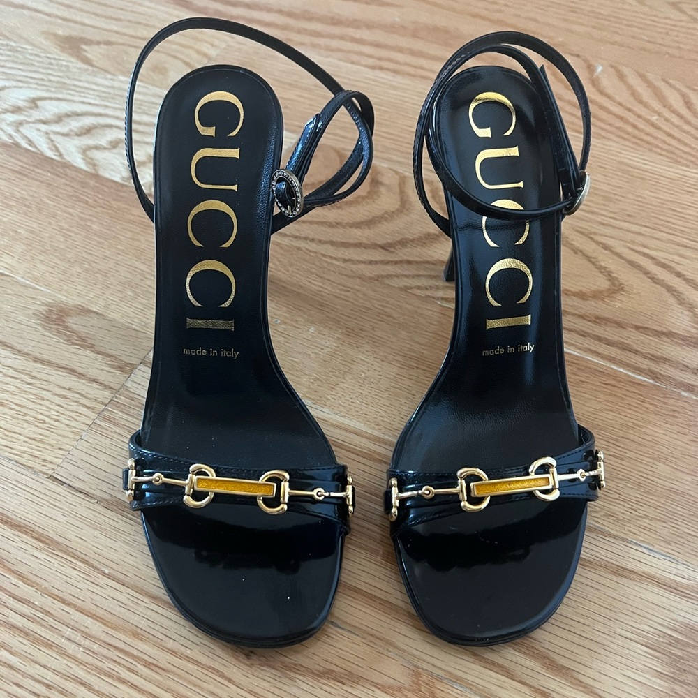 Gucci- Moorea horsebit heel sandals